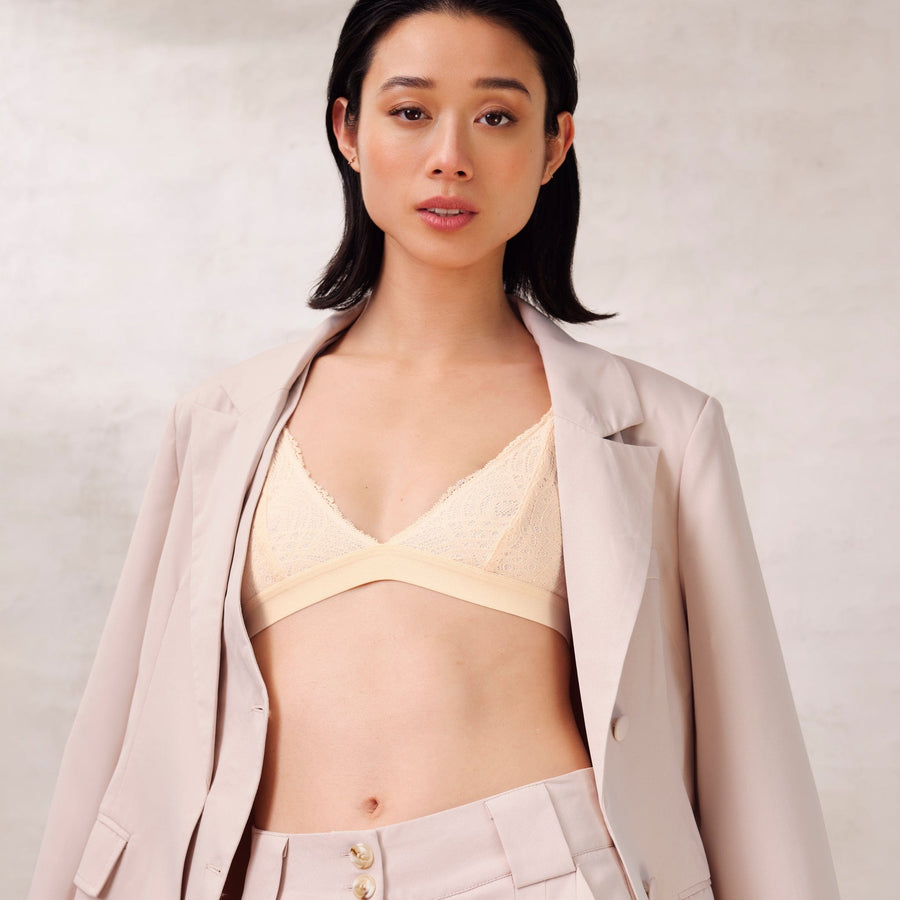 Lace Triangle Bralette Sand